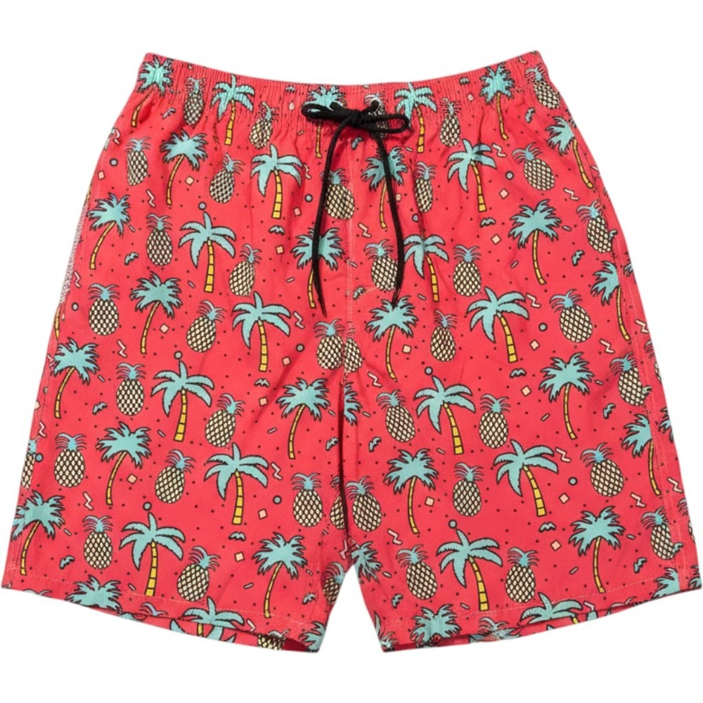 FT Fenteng Mens 2XL Pink Pineapple Palm Tree Tropical Swim Trunks Beach Shorts